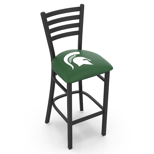 Holland Bar Stool Co 30" Blk Wrinkle Michigan State Stationary Bar Stool, Ladder Back - L00430MICHST