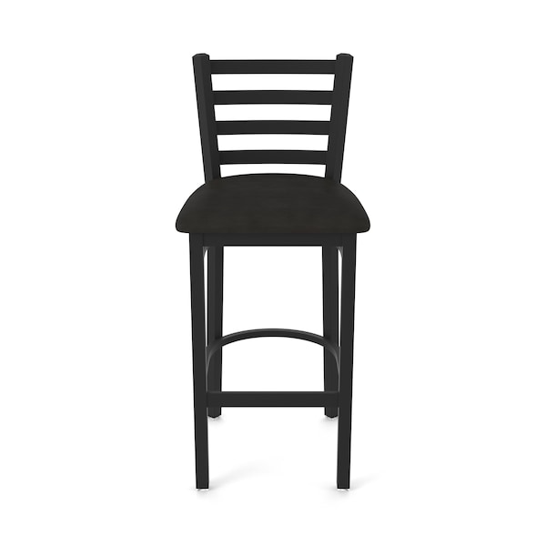Holland Bar Stool Co 30" Stationary Bar Stool, Black Wrinkle, Canter Espresso Seat - 40030BW003