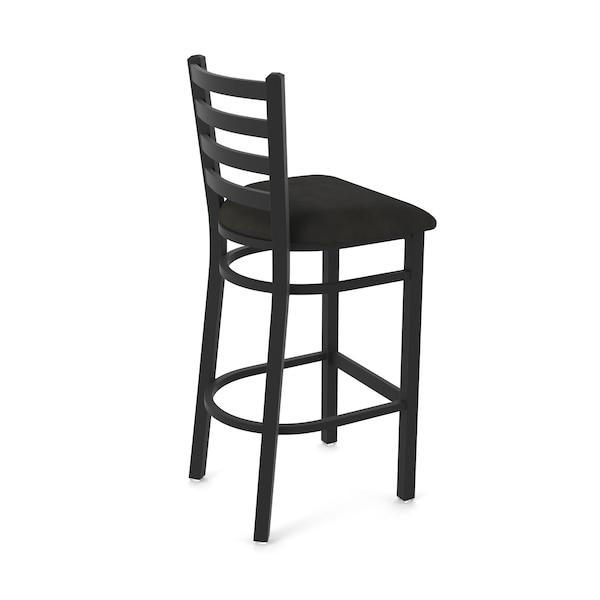 Holland Bar Stool Co 30" Stationary Bar Stool, Black Wrinkle, Canter Espresso Seat - 40030BW003