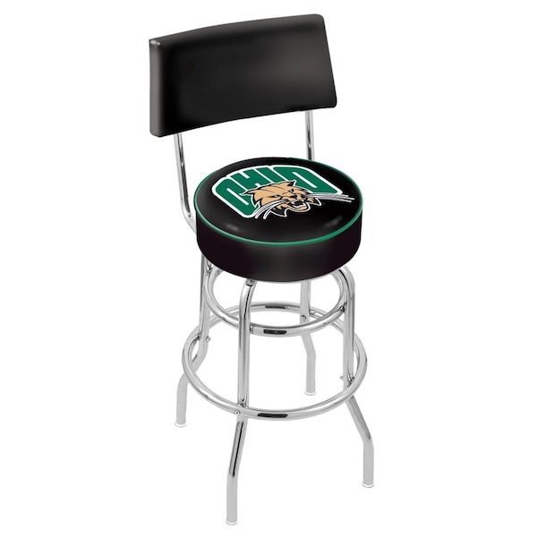 Holland Bar Stool Co 25" Chrome 2-Ring Ohio University Swivel Bar Stool, Back - L7C425UNIVOH