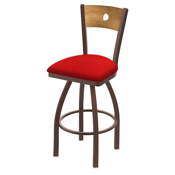 Holland Bar Stool Co 30" Swivel Counter Stool, Black Wrinkle, Med Back, Canter Red Seat - 83030BZMEDMPLB011