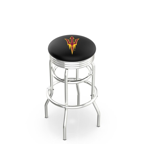 Holland Bar Stool Co 30" Chrome 2-Ring Arizona State Swivel Bar Stool, Accent Ring, Pitchfork - L7C3C30ARIZST-F