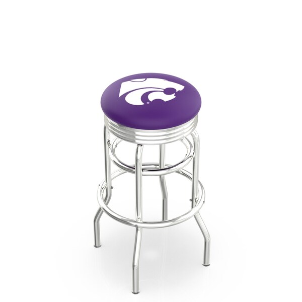 Holland Bar Stool Co 30" Chrome 2-Ring Kansas State Swivel Bar Stool, Accent Ring - L7C3C30KNSASS