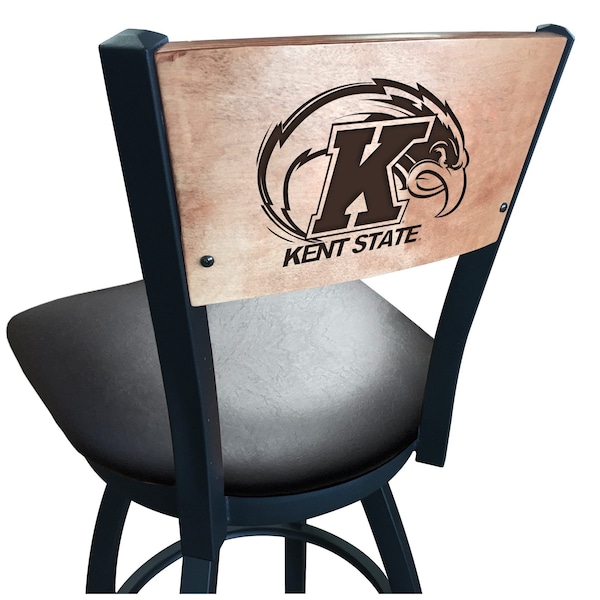 Holland Bar Stool Co 30" Blk Wrinkle Kent State Swivel Bar Stool, Laser Engraved Back - L03830BWMEDMPLAKENTSTBLKVINYL