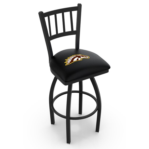 Holland Bar Stool Co 25" Blk Wrinkle Western Michigan Swivel Bar Stool, Jailhouse Back - L01825WESTMI