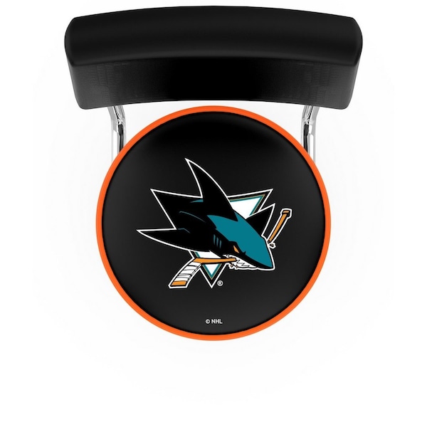 Holland Bar Stool Co 25" Chrome 2-Ring San Jose Sharks Swivel Bar Stool, Back - L7C425SJSHAR