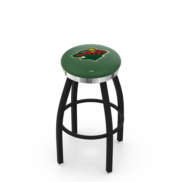 Holland Bar Stool Co 25" Blk Wrinkle Minnesota Wild Swivel Bar Stool, Chrome Ring - L8B2C25MINWLD