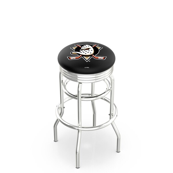 Holland Bar Stool Co 25" Chrome 2-Ring Anaheim Ducks Swivel Bar Stool, Accent Ring - L7C3C25ANADKS