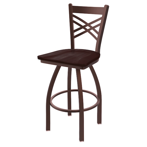 Holland Bar Stool Co 30" Swivel Bar Stool, Bronze Finish, Dark Cherry Maple Seat - 82030BZDCMPL