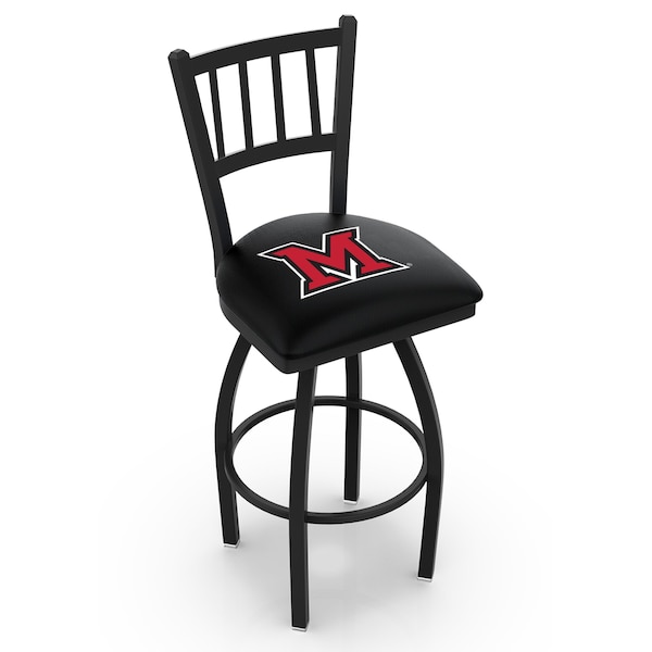 Holland Bar Stool Co 25" Blk Wrinkle Miami (OH) Swivel Bar Stool, Jailhouse Back - L01825MIA-OH