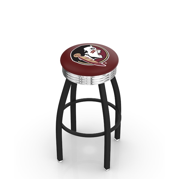 Holland Bar Stool Co 25" Blk Wrinkle Florida State Head Swivel Bar Stool, Chrome Ring - L8B3C25FSU-HD