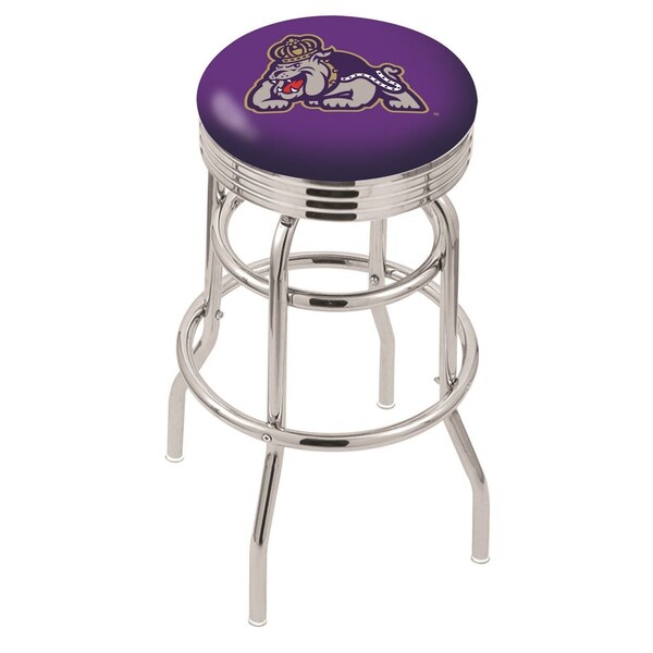 Holland Bar Stool Co 25" Chrome 2-Ring James Madison Swivel Bar Stool, Accent Ring - L7C3C25JMSMAD