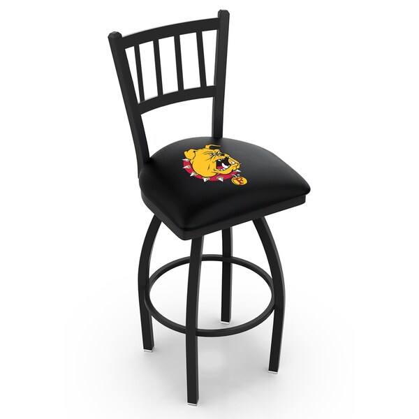 Holland Bar Stool Co 30" Blk Wrinkle Ferris State Swivel Bar Stool, Jailhouse Back - L01830FERRST