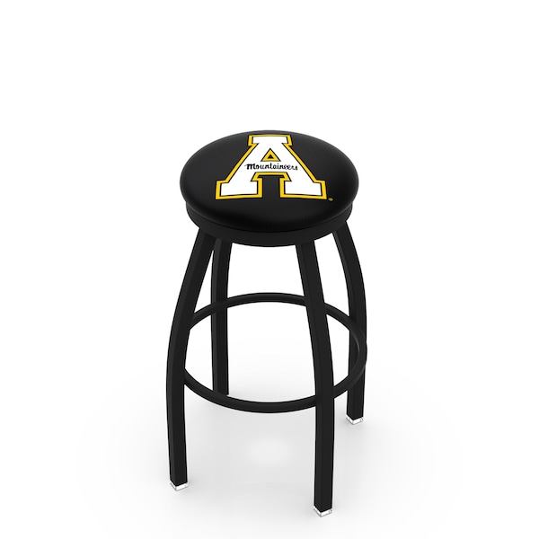 Holland Bar Stool Co 25" Blk Wrinkle Appalachian State Swivel Bar Stool, Accent Ring - L8B2B25APPSTU