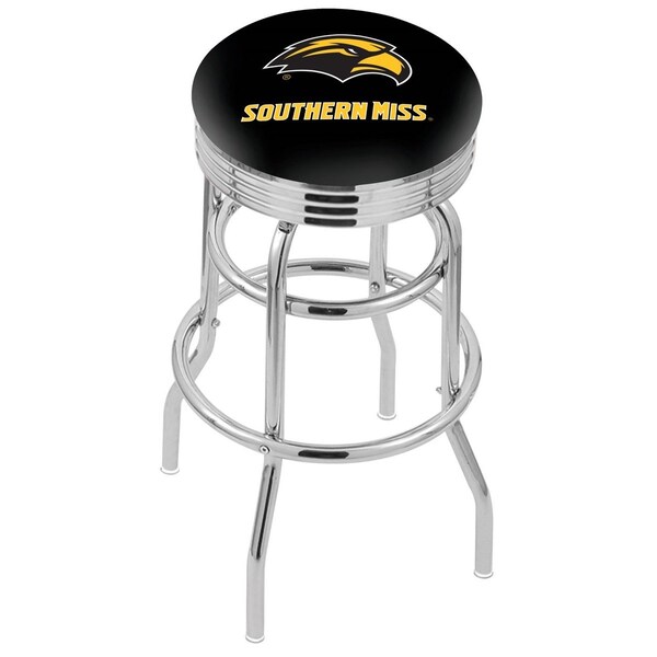 Holland Bar Stool Co 30" Chrome 2-Ring Southern Miss Swivel Bar Stool, Accent Ring - L7C3C30SOUMIS