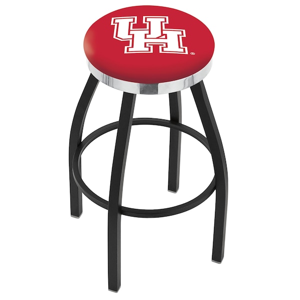 Holland Bar Stool Co 25" Blk Wrinkle Houston Swivel Bar Stool, Chrome Ring - L8B2C25HOUSTON