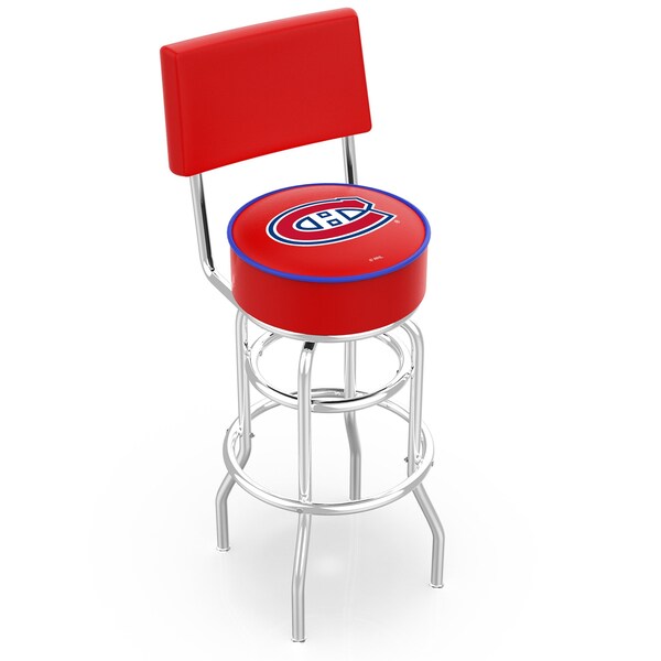 Holland Bar Stool Co 25" Chrome 2-Ring Montreal Canadiens Swivel Bar Stool, Back - L7C425MONCAN