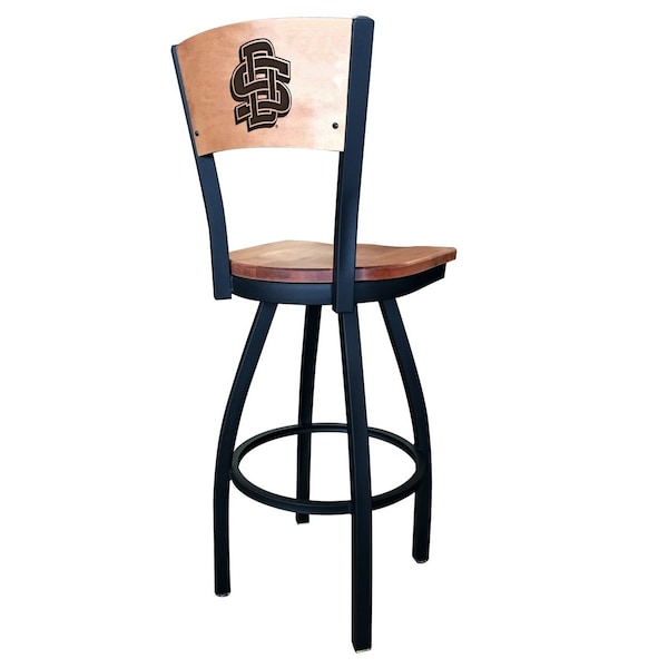 Holland Bar Stool Co 30" Blk Wrinkle South Dakota State Swivel Bar Stool, Engraved Back - L03830BWMEDMPLASDAKSTMEDMPL