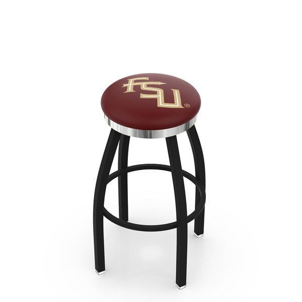 Holland Bar Stool Co 30" Blk Wrinkle Florida State Script Swivel Bar Stool, Chrome Ring - L8B2C30FSU-FS
