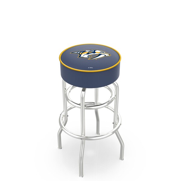 Holland Bar Stool Co 30" Nashville Predators Cushion Seat, 2-Ring Chrome Swivel Bar Stool - L7C130NSHPRE