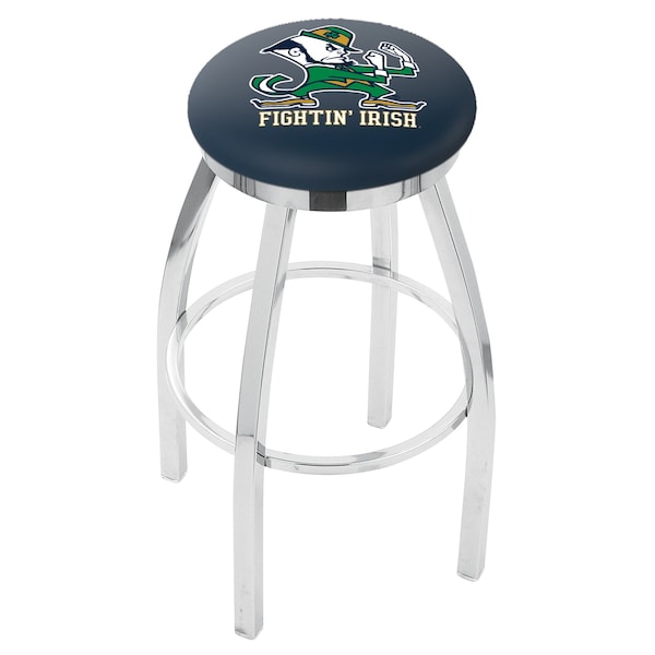 Holland Bar Stool Co 30" Chrome Notre Dame Leprechaun Swivel Bar Stool, Accent Ring - L8C2C30ND-LEP