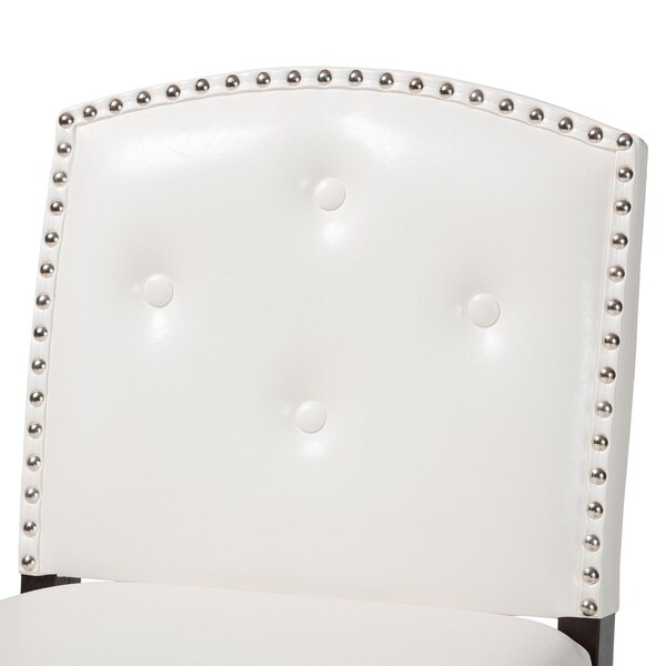 Baxton Studio White Faux Leather Button-tufted Upholstered Swivel Bar Stool, PR - 122-6751