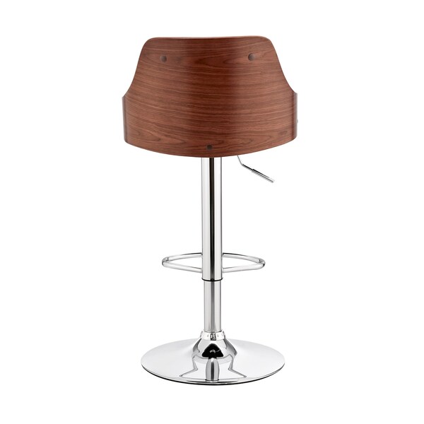 Armen Living Asher Adjustable Gray Faux Leather and Chrome Finish Bar Stool - LCARBAWAGR