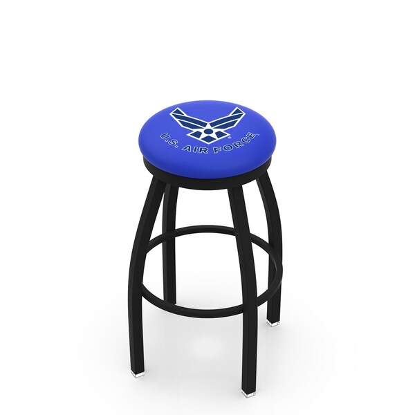 Holland Bar Stool Co 30" Blk Wrinkle U.S. Air Force Swivel Bar Stool, Accent Ring - L8B2B30AIRFOR