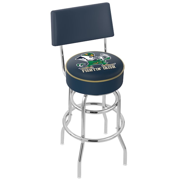 Holland Bar Stool Co 30" Chrome 2-Ring Notre Dame Leprechaun Swivel Bar Stool, Back - L7C430ND-LEP
