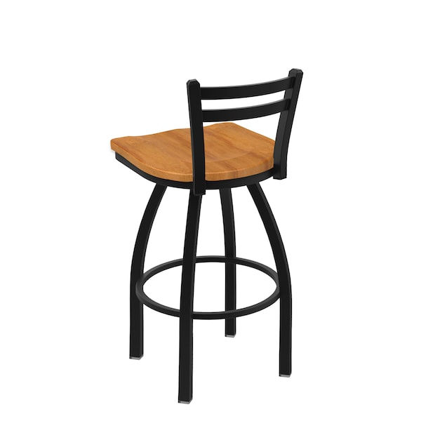 Holland Bar Stool Co 30" Low Back Swivel Bar Stool, Black Wrinkle, Med Maple Seat - 41130BWMEDMPL