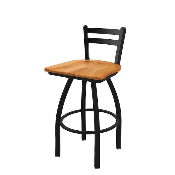 Holland Bar Stool Co 30" Low Back Swivel Bar Stool, Black Wrinkle, Med Maple Seat - 41130BWMEDMPL
