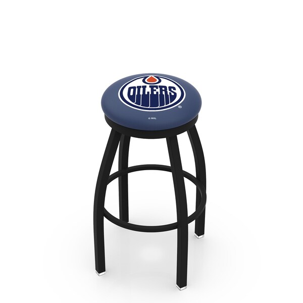 Holland Bar Stool Co 30" Blk Wrinkle Edmonton Oilers Swivel Bar Stool, Accent Ring - L8B2B30EDMOIL