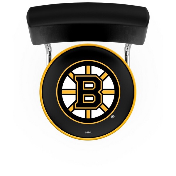 Holland Bar Stool Co 25" Chrome 2-Ring Boston Bruins Swivel Bar Stool, Back - L7C425BOSBRU