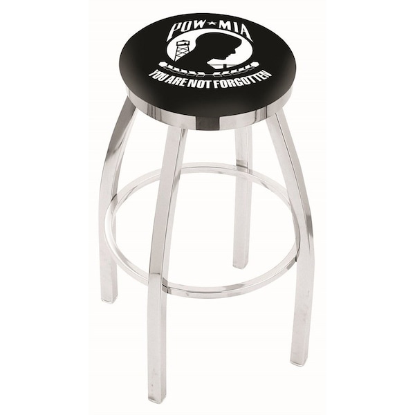 Holland Bar Stool Co 30" Chrome POW/MIA Swivel Bar Stool, Accent Ring - L8C2C30POWMIA