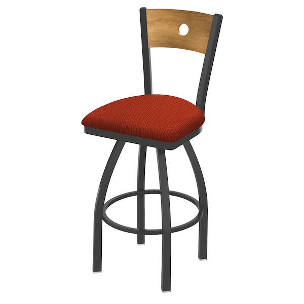 Holland Bar Stool Co 30" Swivel Counter Stool, Bronze Finish, Med Back, Graph Poppy Seat - 83030PWMEDMPLB021