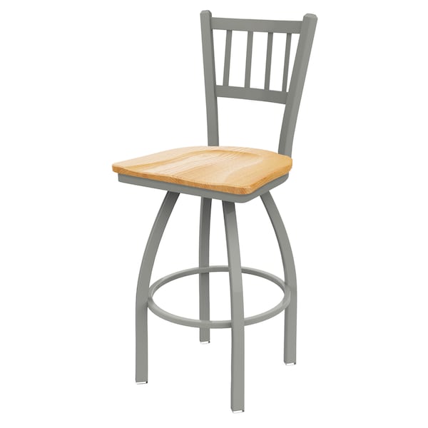 Holland Bar Stool Co 30" Swivel Bar Stool, Nickel Finish, Nat Oak Seat - 81030ANNATOAK
