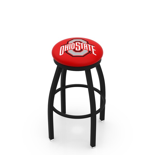 Holland Bar Stool Co 25" Blk Wrinkle Ohio State Swivel Bar Stool, Accent Ring - L8B2B25OHIOST