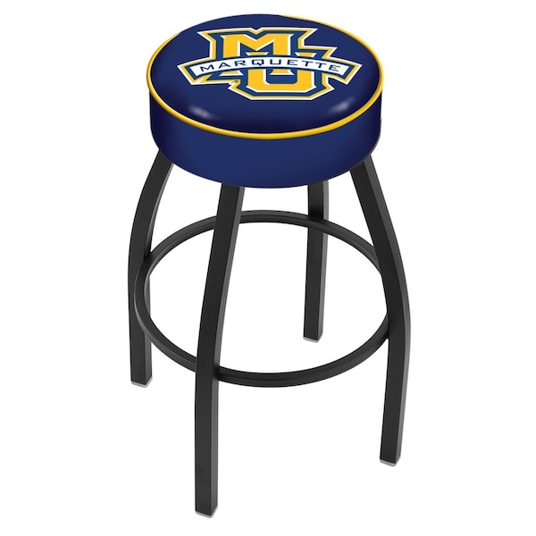 Holland Bar Stool Co 25" 4" Marquette Cushion Seat, Blk Wrinkle Base Swivel Bar Stool - L8B125MRQTTE