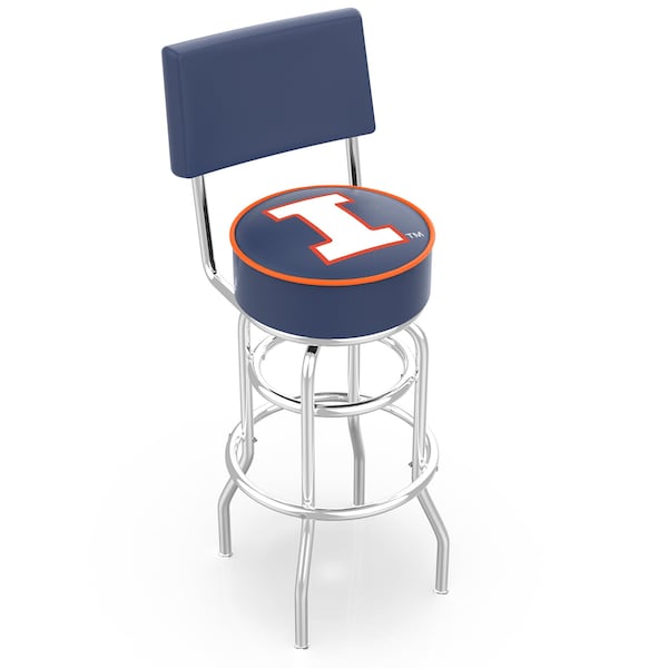 Holland Bar Stool Co 25" Chrome 2-Ring Illinois Swivel Bar Stool, Back - L7C425ILLINIU