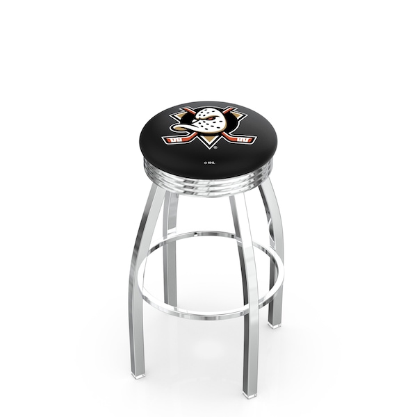 Holland Bar Stool Co 25" Chrome Anaheim Ducks Swivel Bar Stool, Accent Ring - L8C3C25ANADKS