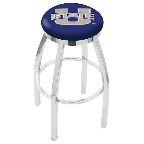 Holland Bar Stool Co 30" Chrome Utah State Swivel Bar Stool, Accent Ring - L8C2C30UTAHST