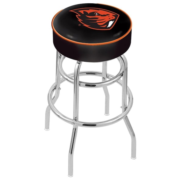 Holland Bar Stool Co 25" Oregon State Cushion Seat, 2-Ring Chrome Swivel Bar Stool - L7C125OREGST