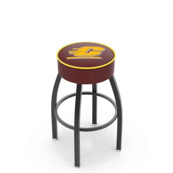 Holland Bar Stool Co 30" Central Michigan Cushion Seat, Blk Wrinkle Base Swivel Bar Stool - L8B130CENMIC