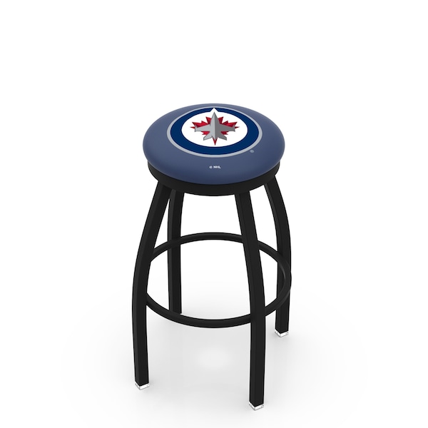 Holland Bar Stool Co 30" Blk Wrinkle Winnipeg Jets Swivel Bar Stool, Accent Ring - L8B2B30WINJET