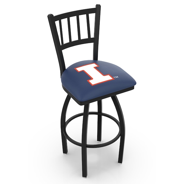 Holland Bar Stool Co 25" Blk Wrinkle Illinois Swivel Bar Stool, Jailhouse Back - L01825ILLINIU