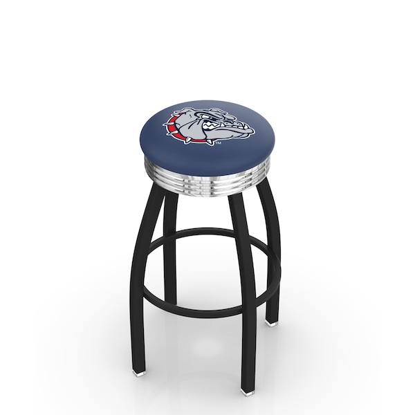 Holland Bar Stool Co 30" Blk Wrinkle Gonzaga Swivel Bar Stool, Chrome Ring - L8B3C30GONZGA