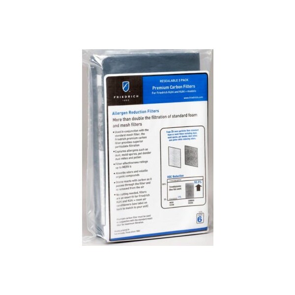 Friedrich Friedrich Replacement Carbon Filters For Kuhl, KCM, KEM & KHM Models, 3/Pack - KWCFM