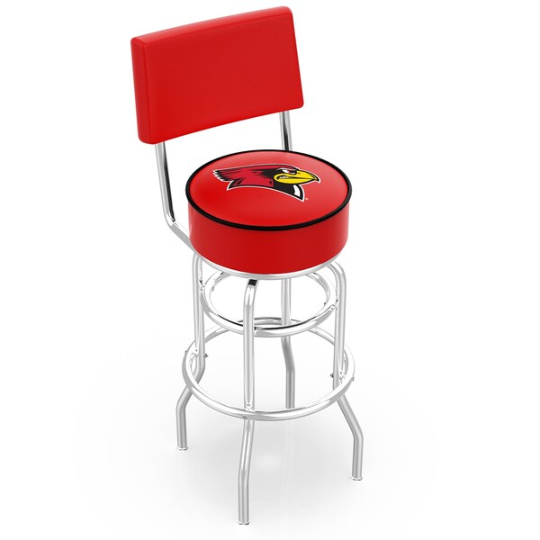Holland Bar Stool Co 30" Chrome 2-Ring Illinois State Swivel Bar Stool, Back - L7C430ILLSTU