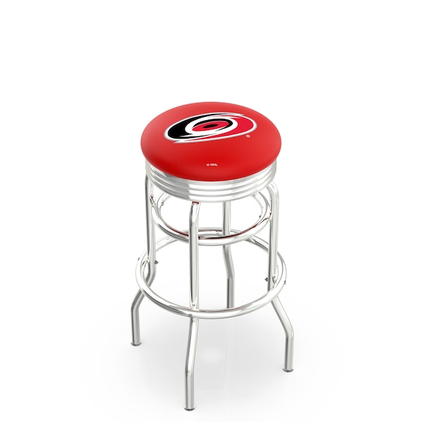 Holland Bar Stool Co 30" Chrome 2-Ring Carolina Hurricanes Swivel Bar Stool, Accent Ring - L7C3C30CARHUR