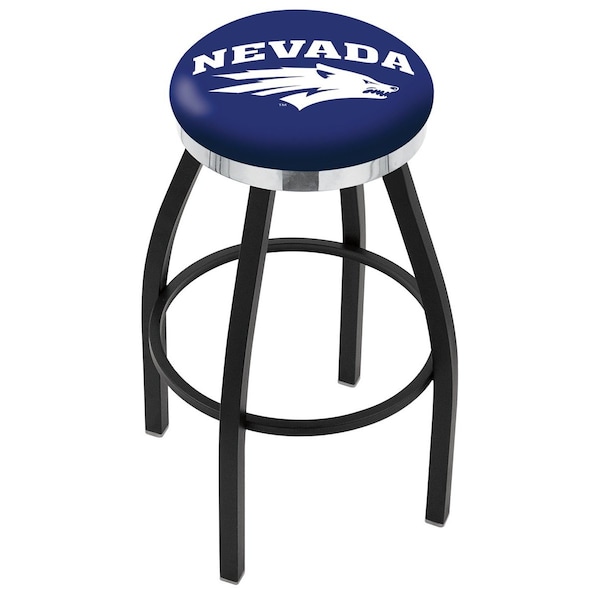 Holland Bar Stool Co 25" Blk Wrinkle Nevada Swivel Bar Stool, Chrome Ring - L8B2C25NEVAUN